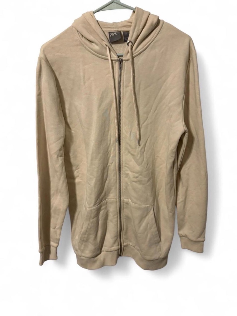 ASOS Neutral Beige Zip-Up Hooded Sweater